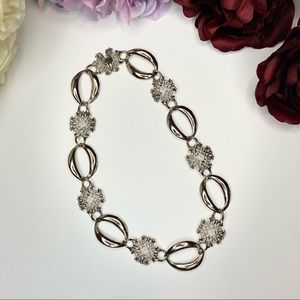 Compelling Art Deco Silver Necklace Princess Length 18” with Hinge Clasp…